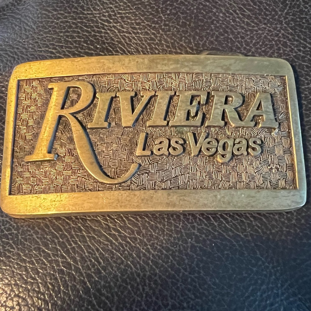 Vintage Las Vegas Riviera Casino Belt Buckle Solid Brass USA